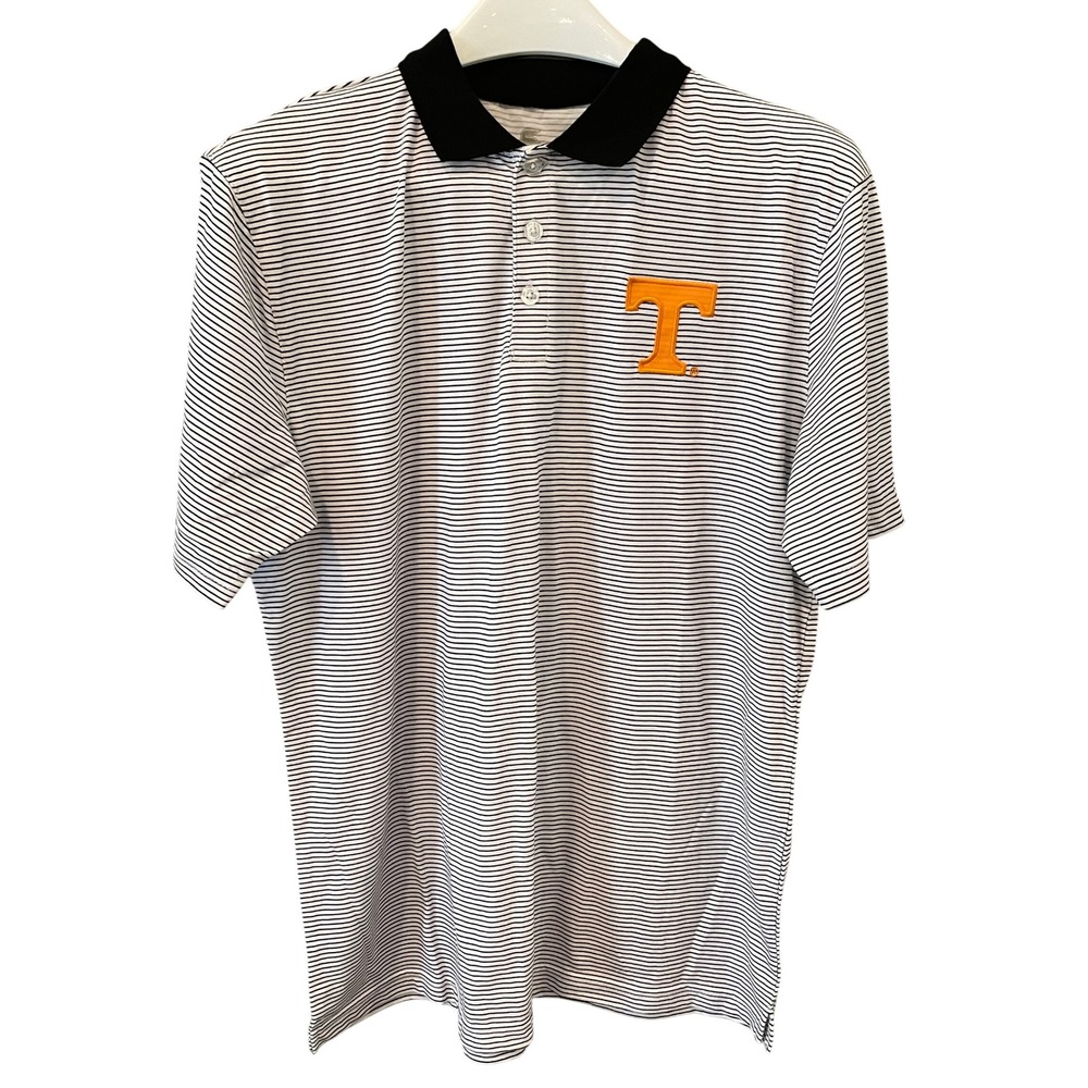 Colosseum Tennessee Volunteers Mens Polo Shirt M White Black Striped NCAA Vols - Picture 2 of 9